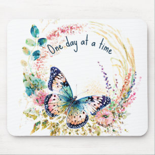 Watercolor butterfly floral custom mouse pad