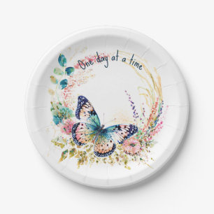 Watercolor butterfly floral custom paper plate