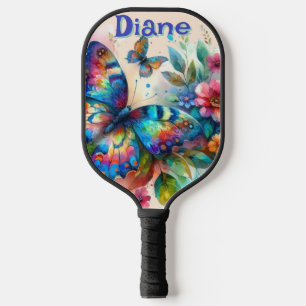 Watercolor Butterfly Floral Garden Personalised Pickleball Paddle