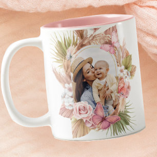 Watercolor Butterfly Floral Mothers Day Two-Tone Coffee Mug
