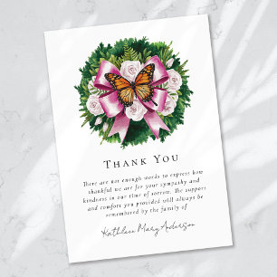 Watercolor Butterfly Floral Sympathy Funeral Thank You Card