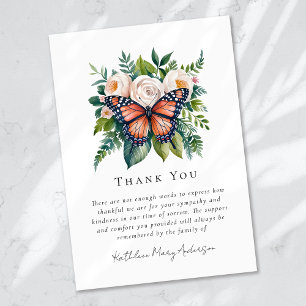 Watercolor Butterfly Floral Sympathy Funeral Thank You Card