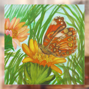 Watercolor Butterfly flower garden