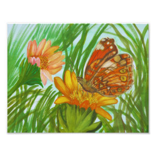 watercolor butterfly in the garden photo print