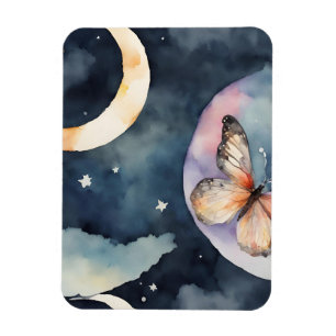 watercolor butterfly in the night sky magnet