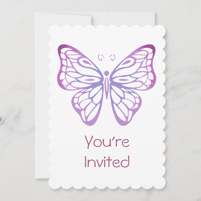 Watercolor Butterfly Invite for Birthday Party (Front)