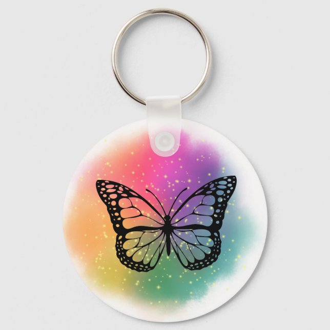  Watercolor Butterfly  Key Ring (Front)