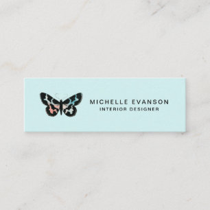 Watercolor Butterfly Logo Mint Green Mini Business Card