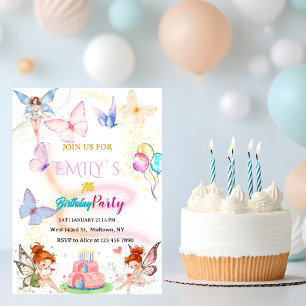 Watercolor Butterfly Magical Fairy Birthday Invitation