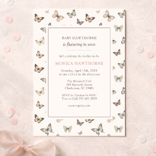 Watercolor Butterfly Minimalist Chic Baby Shower Invitation