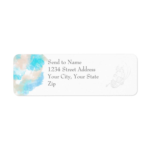 Watercolor Butterfly Ocean Shore  Address label (Front)