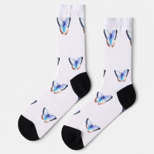 Watercolor Butterfly Pattern Socks