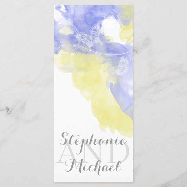 Watercolor Butterfly Periwinkle Lemon Program Rack Programme (Front)