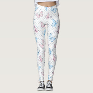 watercolor butterfly polka dot pattern leggings