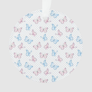 watercolor butterfly polka dot pattern ornament