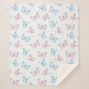 watercolor butterfly polka dot pattern sherpa blanket