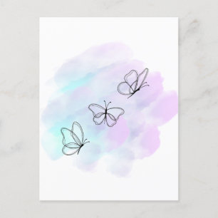 Watercolor butterfly postcard
