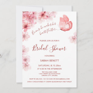 Watercolor Butterfly QR Code Bridal Shower Invitation