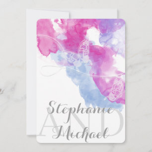 Watercolor Butterfly Raspberry Wedding Invitation