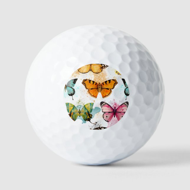 Watercolor Butterfly Seamless Delicate Pattern Golf Balls (Front)
