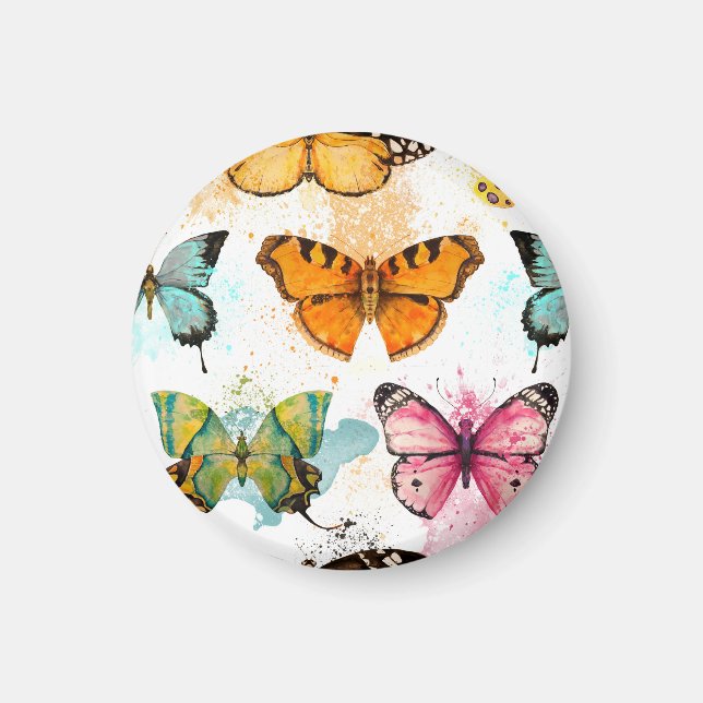 Watercolor Butterfly Seamless Delicate Pattern Magnet (Front)