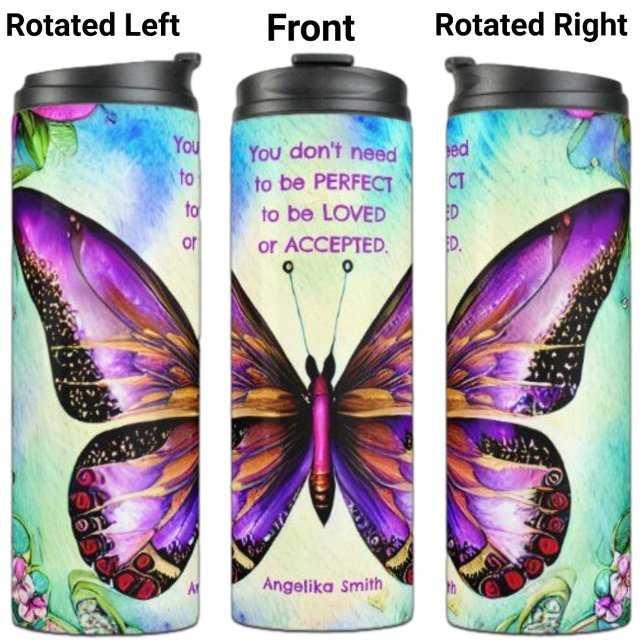 Watercolor Butterfly Self Love with Custom Name Thermal Tumbler (Creator Uploaded)