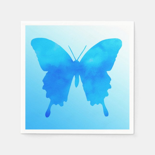 Watercolor Butterfly - Shades of Sky Blue Napkin (Front)