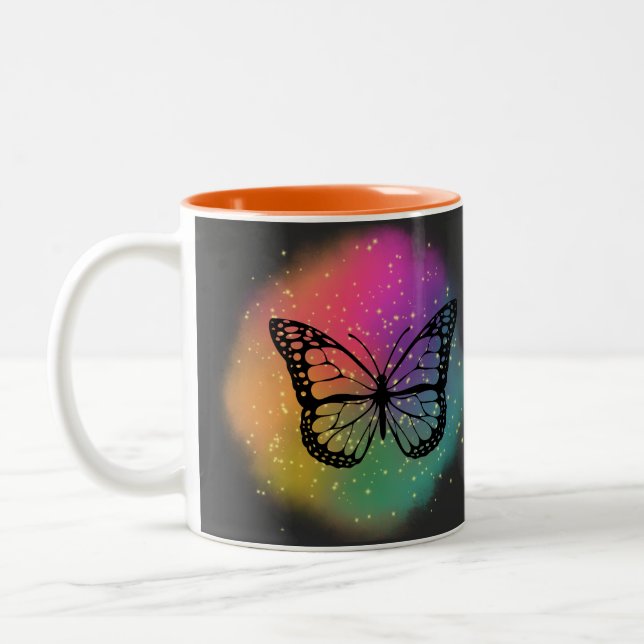  Watercolor Butterfly  Two-Tone Coffee Mug (Left)