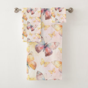 Watercolor Butterfly Whimsy Bath Towel Set