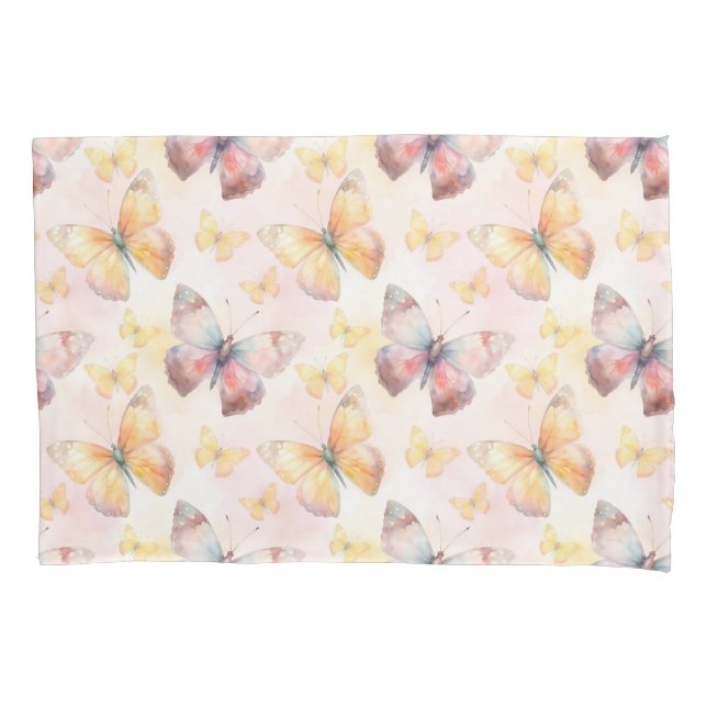 Watercolor Butterfly Whimsy Pillowcase (Front)