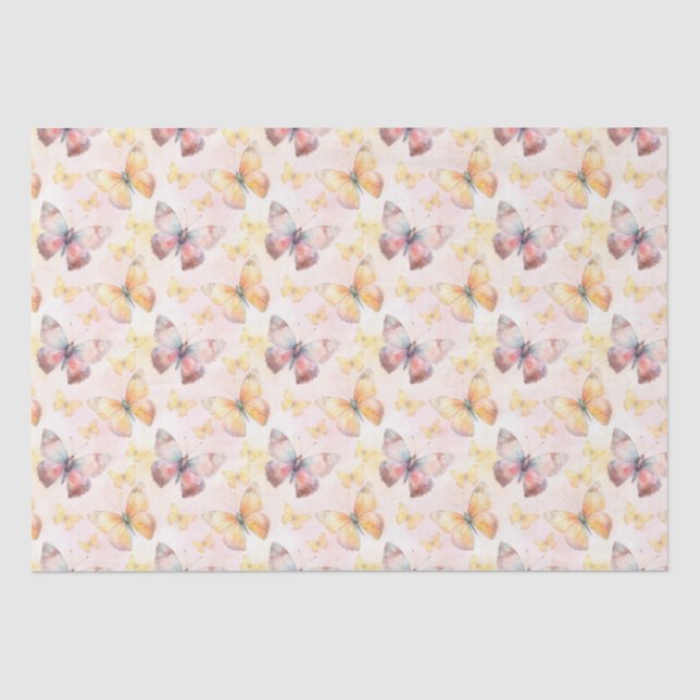 Watercolor Butterfly Whimsy Tissue Paper (Front)