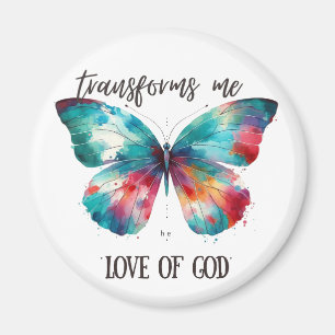 Watercolor butterfly with Christian quote: "God's  Magnet