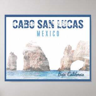 Watercolor Cabo San Lucas Mexico Arch Vintage Poster