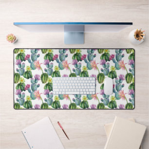 Watercolor Cacti Art Pattern Desk Mat