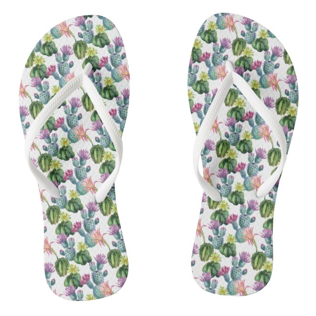 Watercolor Cacti Art Pattern Jandals (Footbed)