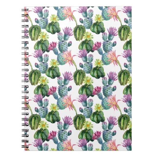 Watercolor Cacti Art Pattern Notebook (Front)