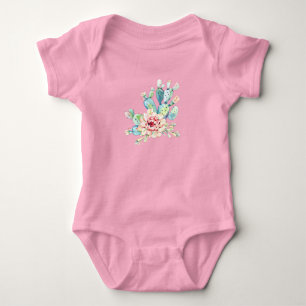 Watercolor Cacti Bloom Baby Bodysuit