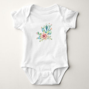 Watercolor Cacti Bloom Baby Bodysuit