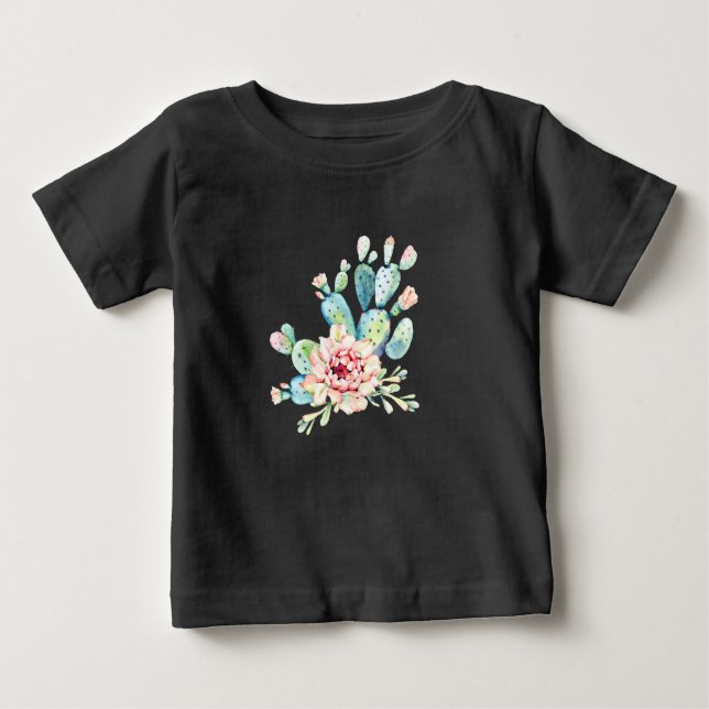 Watercolor Cacti Bloom Baby T-Shirt (Front)