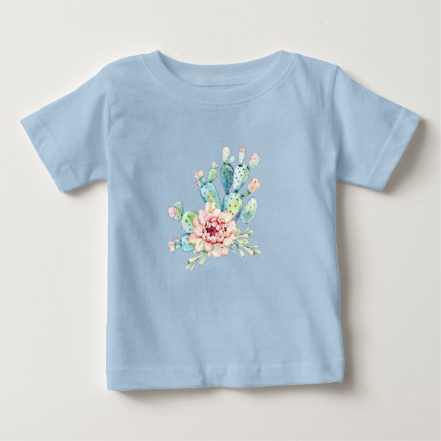 Watercolor Cacti Bloom Baby T-Shirt (Front)