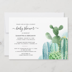 Watercolor Cacti Couples Baby Shower Invitation