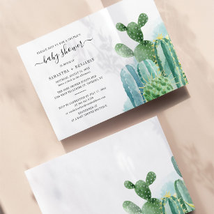 Watercolor Cacti Couples Baby Shower Invitation