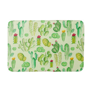 Watercolor Cacti Pattern   Bath Mat