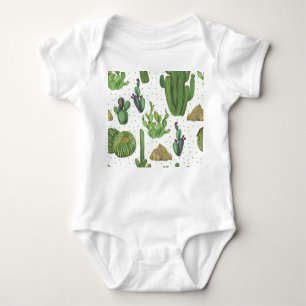 Watercolor cacti, seamless natural pattern. baby bodysuit