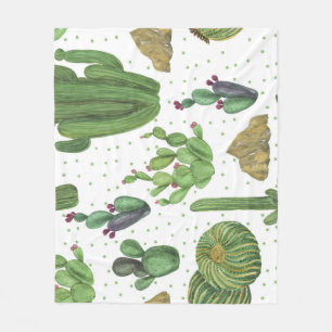 Watercolor cacti, seamless natural pattern. fleece blanket
