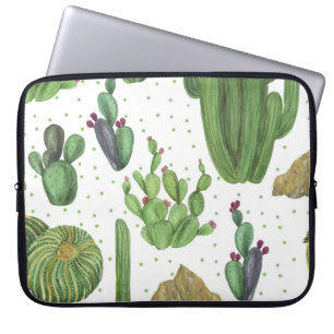 Watercolor cacti, seamless natural pattern. laptop sleeve