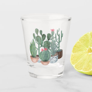 Watercolor cacti. shot glass