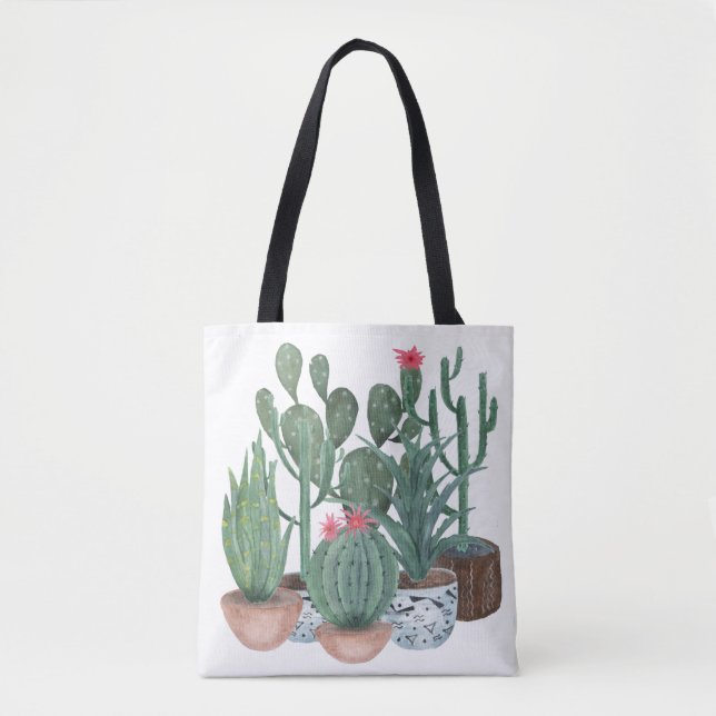 Watercolor cacti. tote bag (Front)