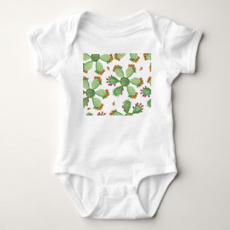 Watercolor Cacti: Tropical Garden Pattern. Baby Bodysuit