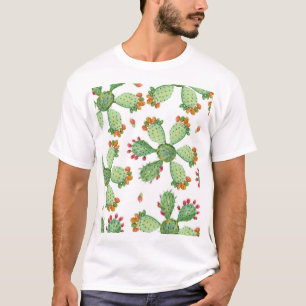 Watercolor Cacti: Tropical Garden Pattern. T-Shirt